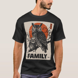 Horned Uggla och Owlet - vaktfull Vild Familj T Shirt