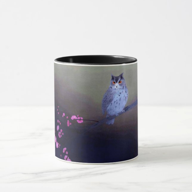 Horned Uggla och Plum Blommar, Kobayashi Kokei Mugg (Center)