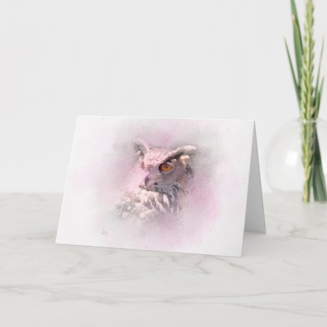 Horned Uggla Wildlife Art-kort Kort (Framsida)