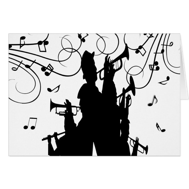 Hornen delar upp trumpetJazzmusik Hälsningskort (Framsidan Horizontal)