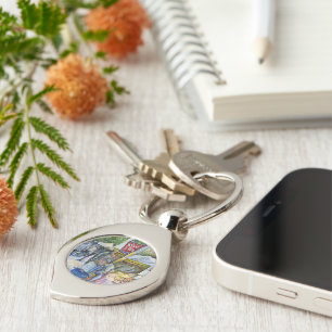 Hörnet av den flygande Gris-gården och Vin en bit. Swirl Silverfärgad Nyckelring