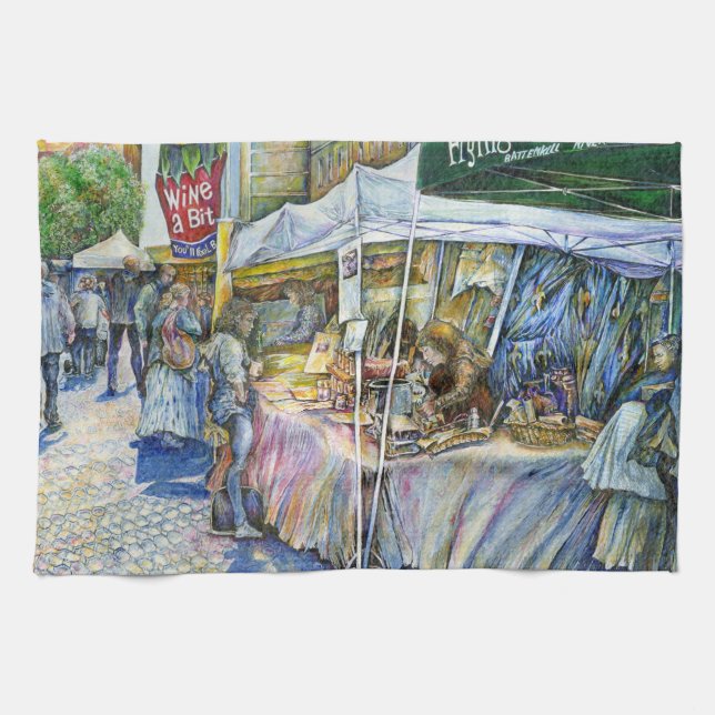 Hörnet av Flying Gris Farm och Vin en bit. Kökshandduk (Horisontell)