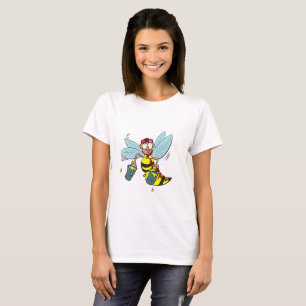 Hornet tvättade bin med två fickor honung tee shirt
