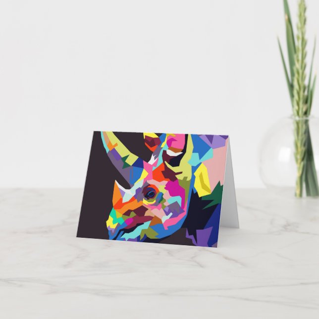 Hornhinoceros popart tack kort (Framsida)