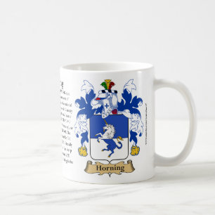 Horning, ursprung, det menande och vapenskölden kaffemugg