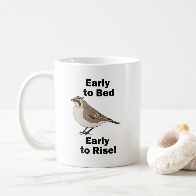 Hornlärka Tidigt Till Sods Tidigt Upp Quote Kaffemugg (Med munk)
