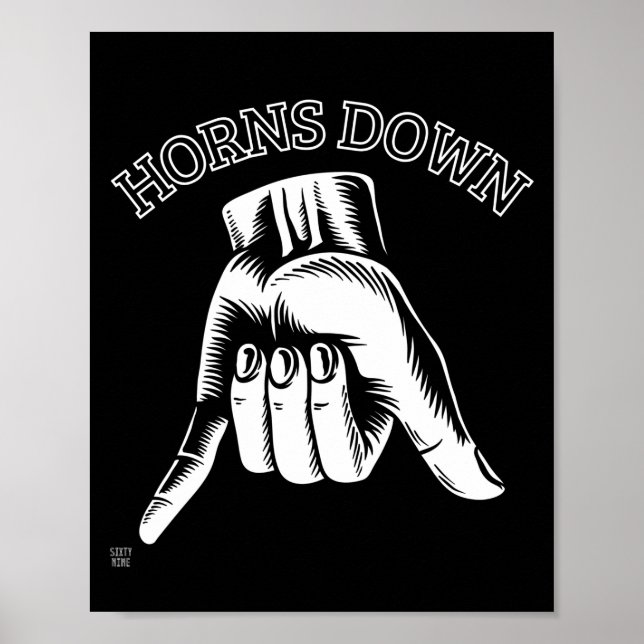 "HORNS DOWN" roligt Poster (Framsidan)