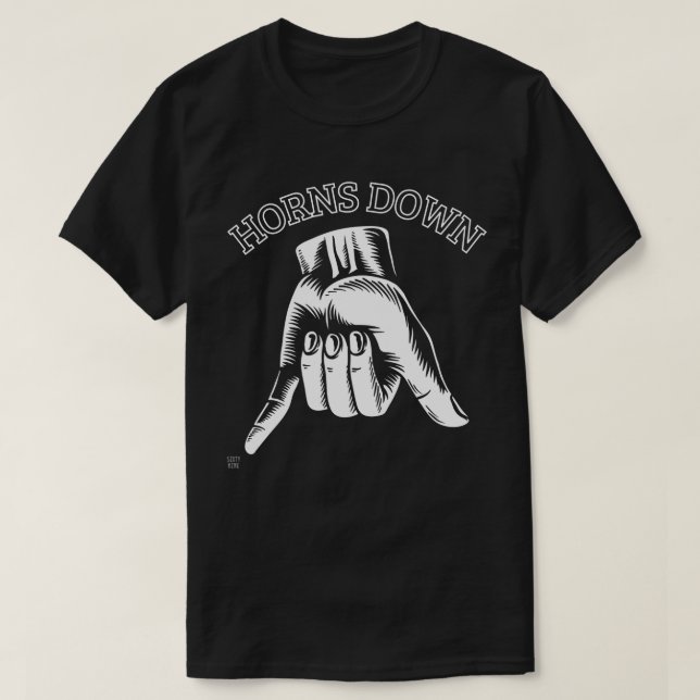 "HORNS DOWN" roligt T Shirt (Design framsida)