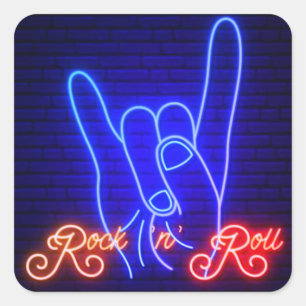Horns Up Sten 'n Roll Square Fyrkantigt Klistermärke