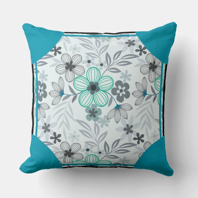 Hörnsten Blossom Turquoise Kudde (Framsida)