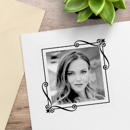 Hörnvirvlar Fyrkantig Ram Anpassad Bild Stämpel