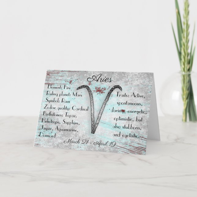 Horoscope Aries Zodiac Astrology Sigfödelsedag Kort (Framsida)