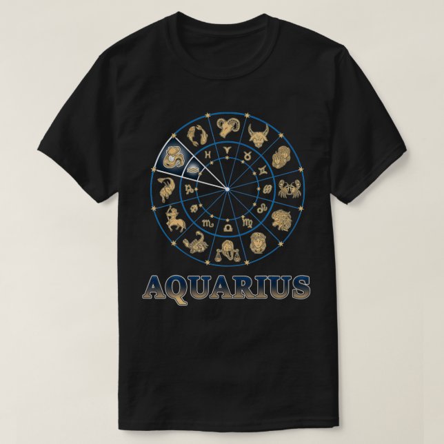 Horoscope Ascendant Zodiac Sign Aquarius T Shirt (Design framsida)