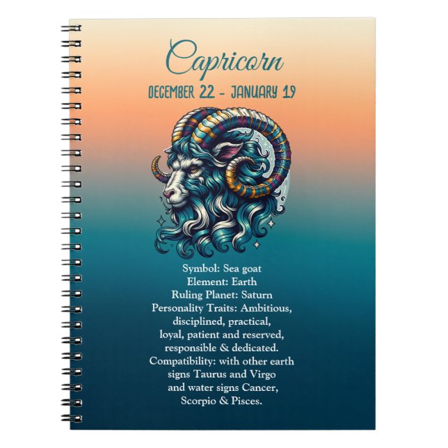 Horoscope Astrological Sign Capricorn Anteckningsbok (Framsidan)