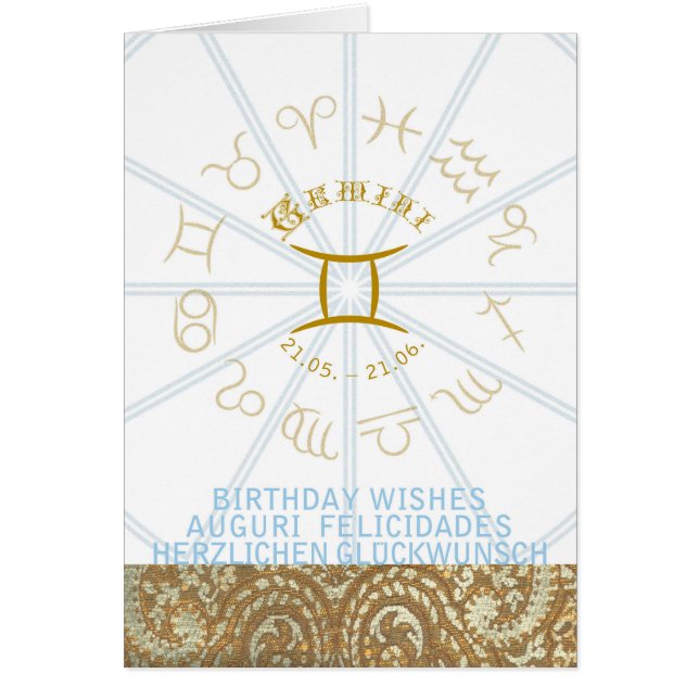 HOROSCOPE ~ Birthday Greeting Card Gemini Hälsningskort (Framsidan)