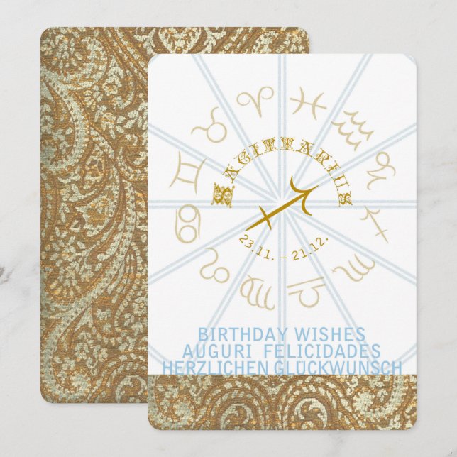 HOROSCOPE ~ Birthday Inbjudan - Sagittarius (Fram/baksida)