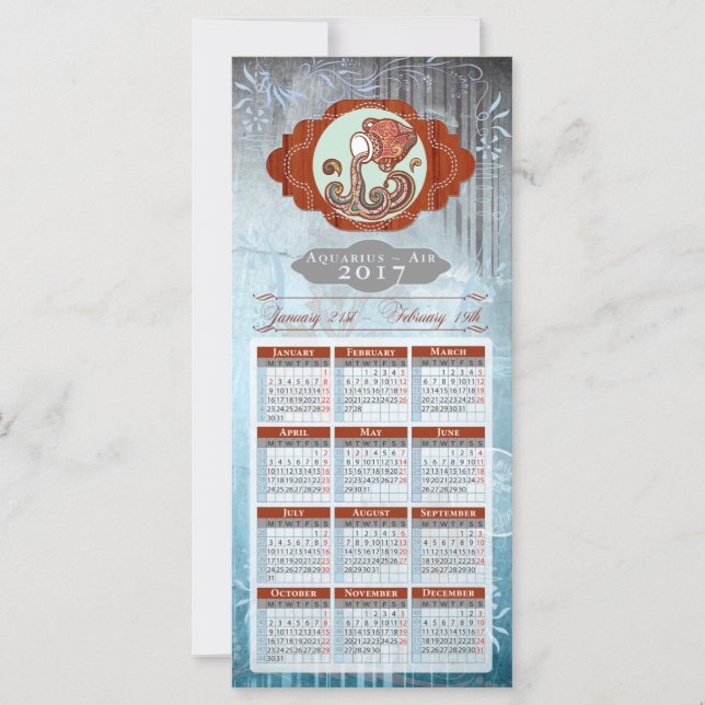 Horoscope Calendar Card 2017 ~ Aquarius (Framsida)