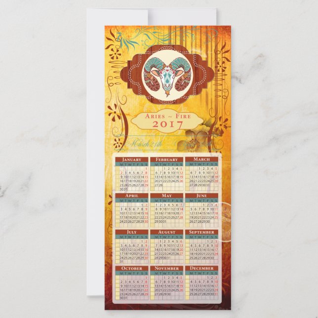 Horoscope Calendar Card 2017 ~ Aries (Framsida)