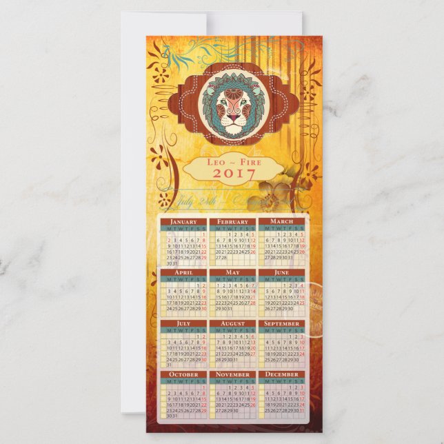 Horoscope Calendar Card 2017 ~ Leo (Framsida)