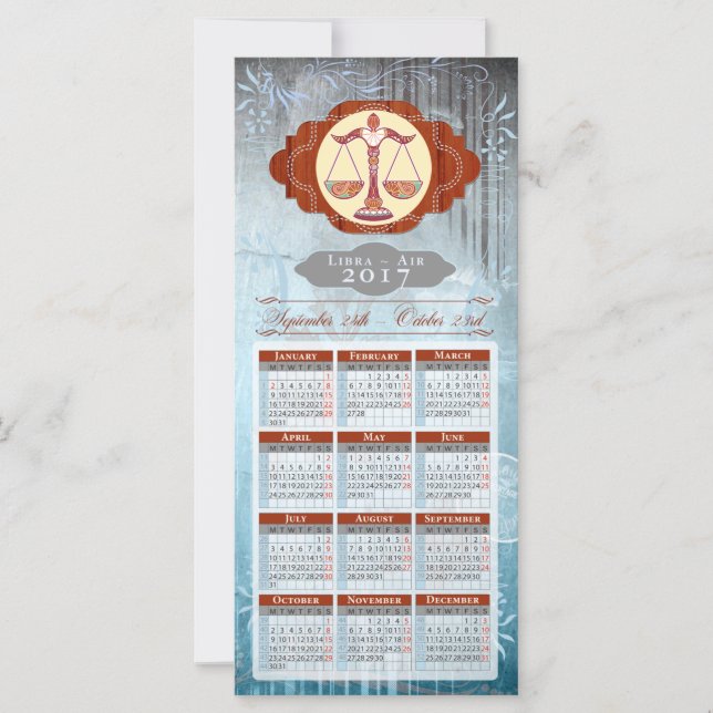 Horoscope Calendar Card 2017 ~ Libra (Framsida)