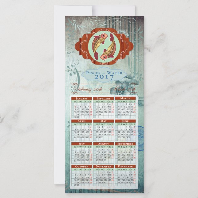 Horoscope Calendar Card 2017 ~ Pisces (Framsida)