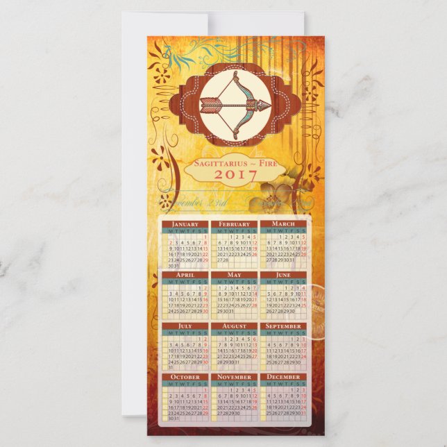 Horoscope Calendar Card 2017 ~ Sagittarius (Framsida)