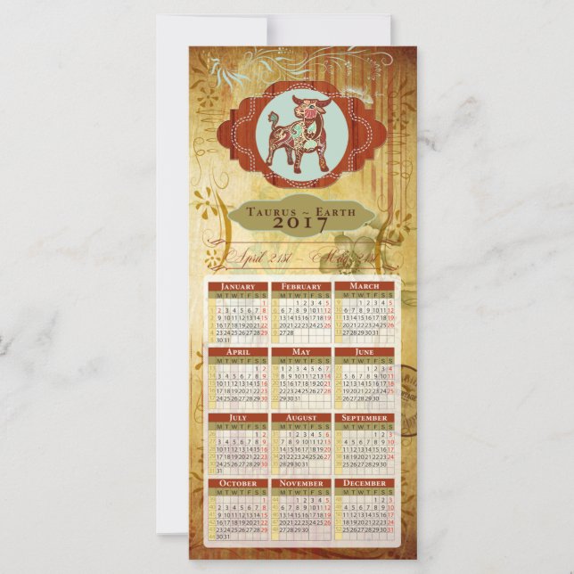 Horoscope Calendar Card 2017 ~ Taurus (Framsida)