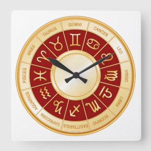 Horoscope Mandala Fyrkantig Klocka