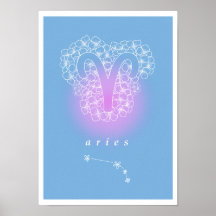 Horoscope poster med blommor från födseln - Aries
