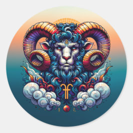 Horoscope Sign Aries | Mystical Ran Runt Klistermärke