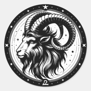Horoscope Sign Capricorn Goat Symbol Runt Klistermärke