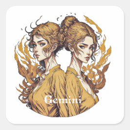 Horoscope Sign Gemini Fyrkantigt Klistermärke
