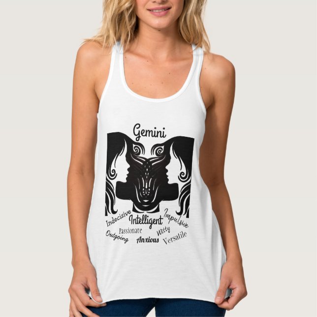 Horoscope Sign Gemini Traits Twillingars Linne Med Racerback (Framsida)
