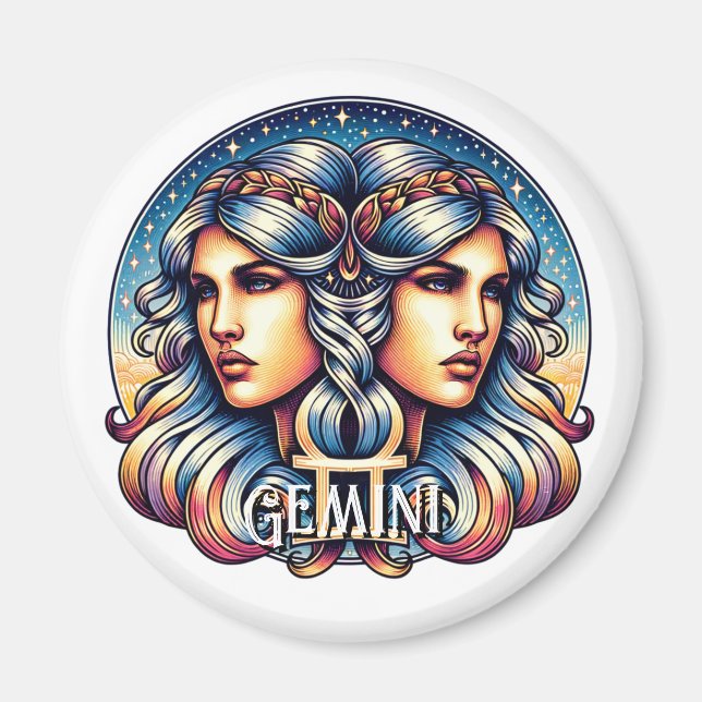 Horoscope Sign Gemini | Twillingarnas astrologitec Magnet (Framsidan)