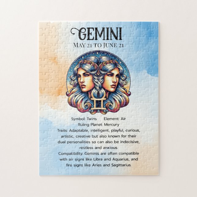 Horoscope Sign Gemini | Twillingarnas astrologitec Pussel (Vertikal)