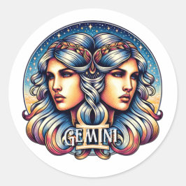 Horoscope Sign Gemini | Twillingarnas astrologitec Runt Klistermärke