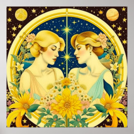 Horoscope Sign Gemini Twillingars Etheral Art Poster