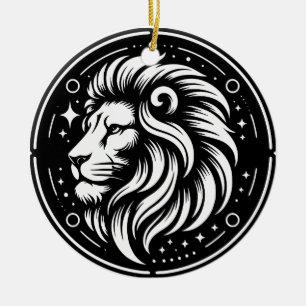 Horoscope Sign Leo Symbol och Traits Julgransprydnad Keramik