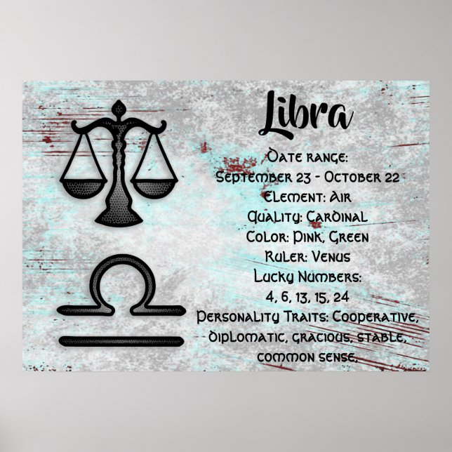 Horoscope Sign Libra Astrology Zodiac Poster (Framsidan)