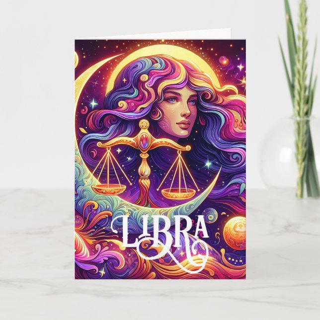 Horoscope Sign Libra Zodiac Etheral Birthday Kort (Framsida)