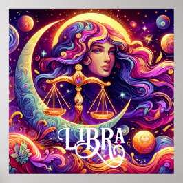 Horoscope Sign Libra Zodiac Etheral Mystical Art Poster