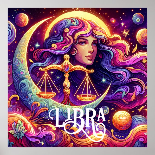 Horoscope Sign Libra Zodiac Etheral Mystical Art Poster (Framsidan)
