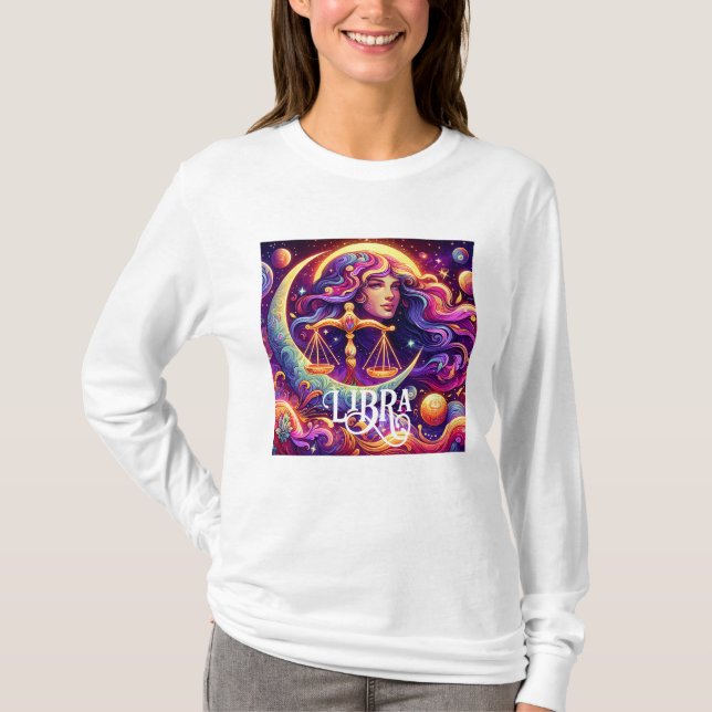 Horoscope Sign Libra Zodiac Etheral Mystical Art T Shirt (Framsida)