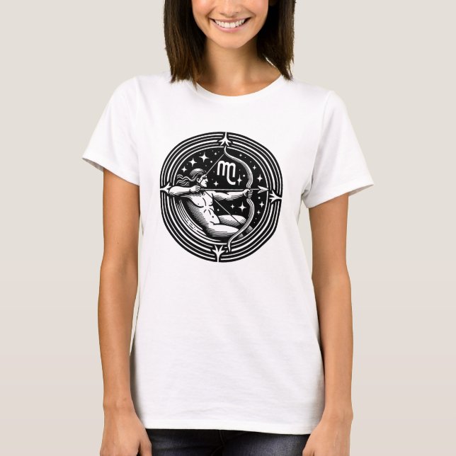 Horoscope Sign Sagittarius Archer Symbol T Shirt (Framsida)