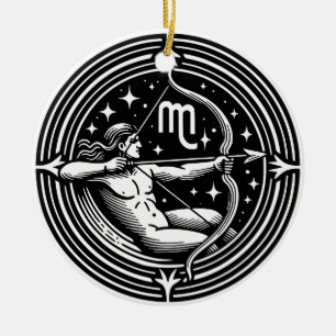 Horoscope Sign Sagittarius Symbol och Traits Julgransprydnad Keramik