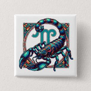 Horoscope Sign Scorpio Blå skorpion Knapp