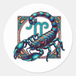 Horoscope Sign Scorpio | Blå skorpion Runt Klistermärke