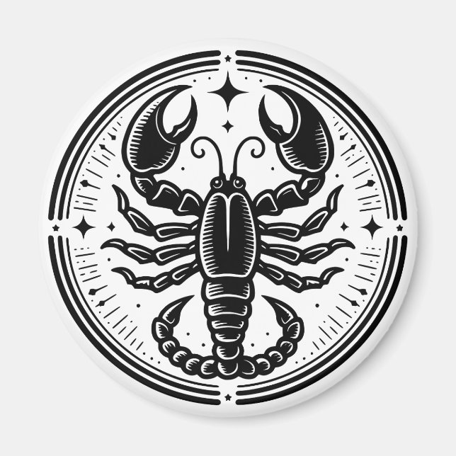 Horoscope Sign Scorpio Scorpion Symbol Magnet (Framsidan)