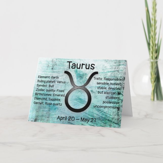 Horoscope Sign Taurus Bull Grattis på födelsedagen Kort (Framsida)