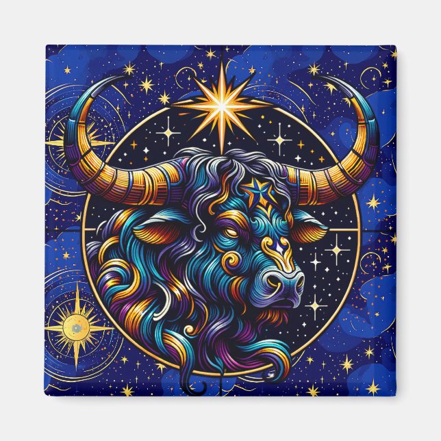 Horoscope Sign Taurus Zodiac Astrology Magnet (Framsidan)